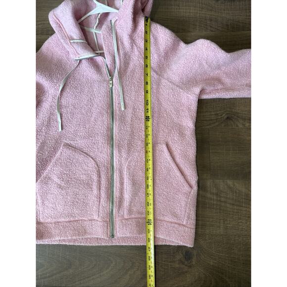Lululemon size 10 pink wool hoodie jacket Silver Zipper Soft Comfy - Picture 7 of 7